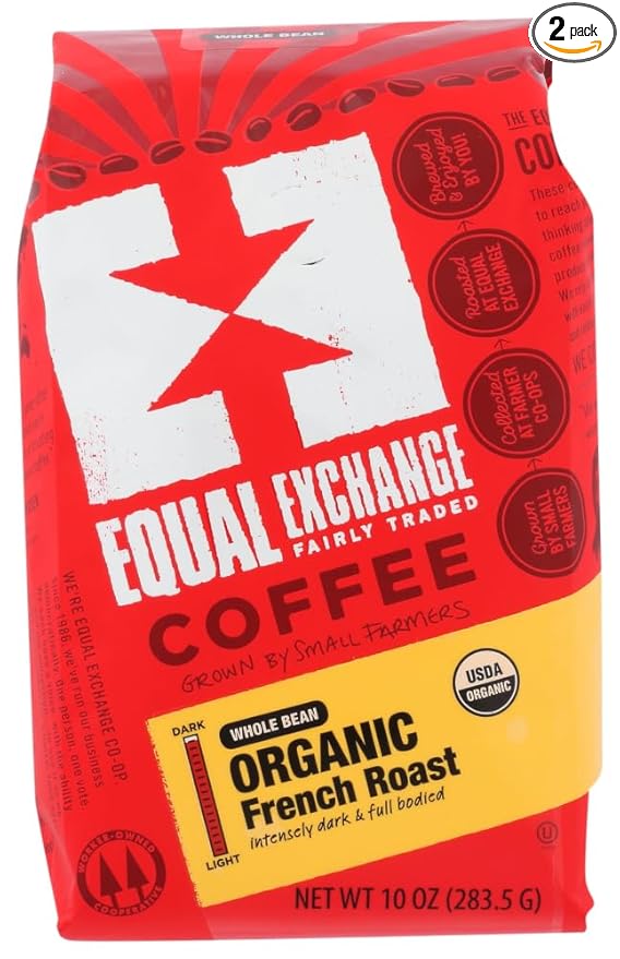 Equal Exchange Organic Coffee French Roast 10 oz. Packaged Whole Bean (a) - 2PC