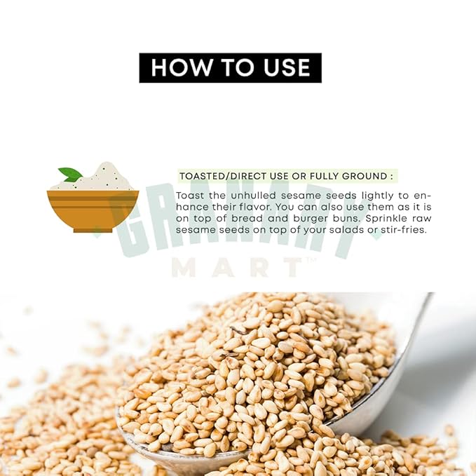 Natural Unhulled Sesame Seeds by Granary Mart – Packed with Calcium and Iron – Superfood of Nature – Gluten &amp Preservatives Free – Keto Diet Approved - Available In 55 lbs. Bulk Bag