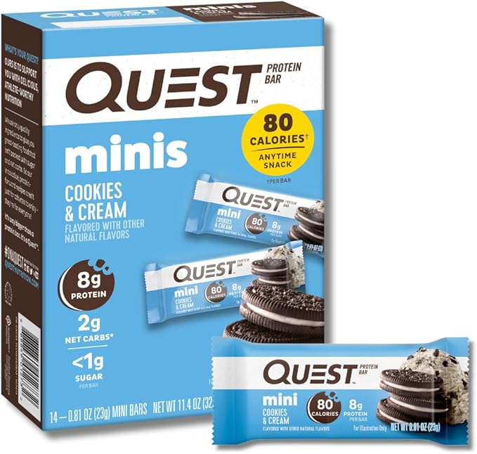 Quest S'mores Protein Bar 12 Count and Mini Cookies &amp Cream Protein Bars 14 Count Bundles
