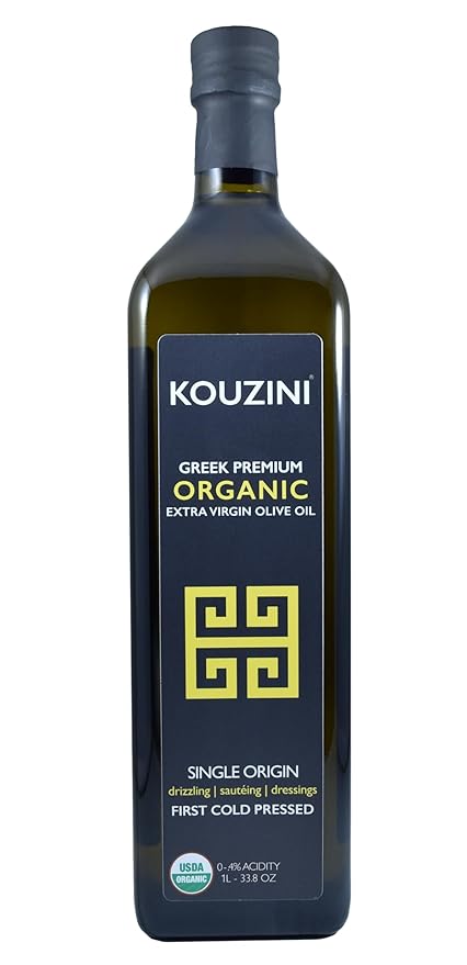 Kouzini Organic Greek Extra Virgin Olive Oil | First Cold Pressed | 1 Liter (34 fl oz) Current Harvest | NYIOOC award Winner | Single Origin | Family Owned
