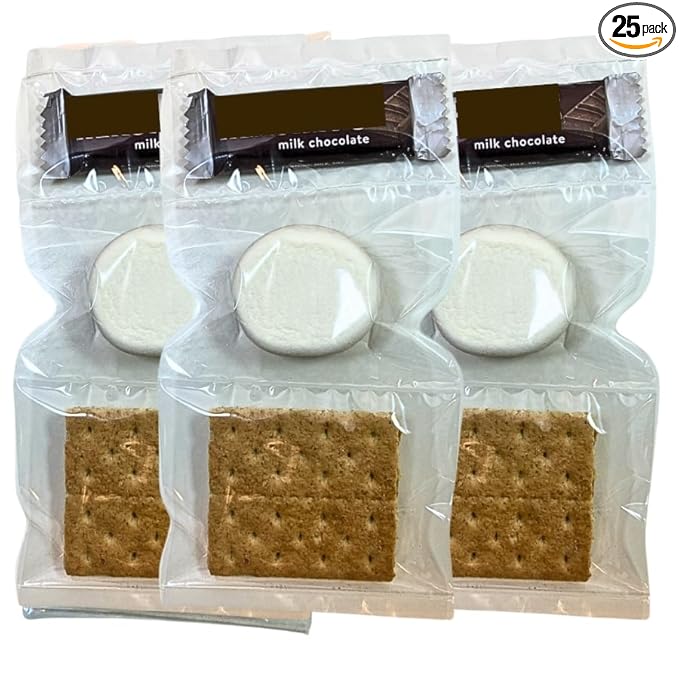 WBB | SMORES KIT STRIP | Individually packaged set : Graham Crackers Marshmallow Chocolate | Make delicious smores (25 sets) (25 units Milk)