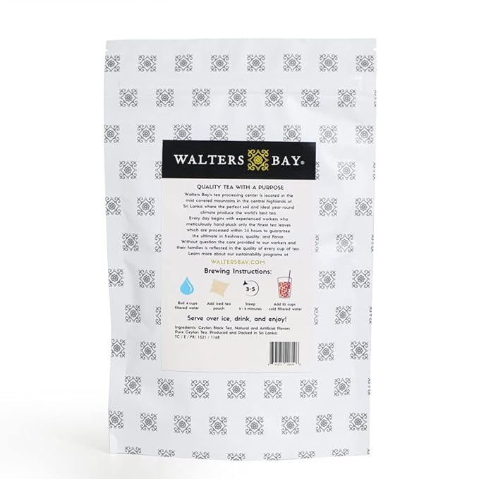 Walters Bay Coconut Iced Tea - 18 Count Gallon Sized Tea Bags Ceylon Black Tea 100% Hand Plucked Unsweetened Tropical Coconut Flavor Sri Lankan Tea