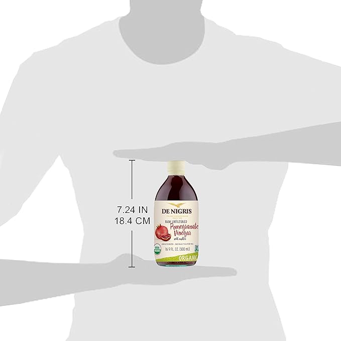 De Nigris Organic Pomegranate Vinegar Raw &amp Unfiltered 169 Oz (500ml) | Balsamic Vinegar Pomegranate With Mother For The Balance Of Metabolism | Organic Pomegranate Balsamic