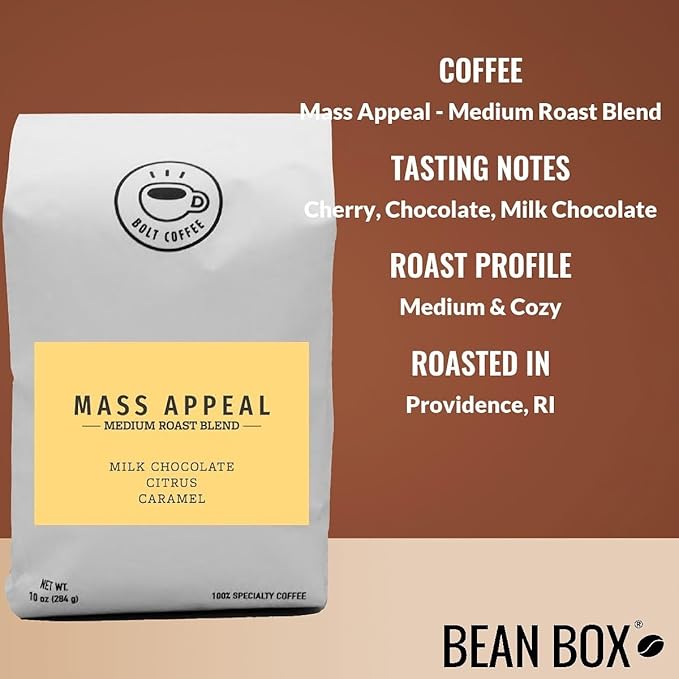 Mass Appeal - Medium Roast Blend - Roasted by Bolt Coffee Co. - Whole Bean Coffee - 12 Ounce Bag