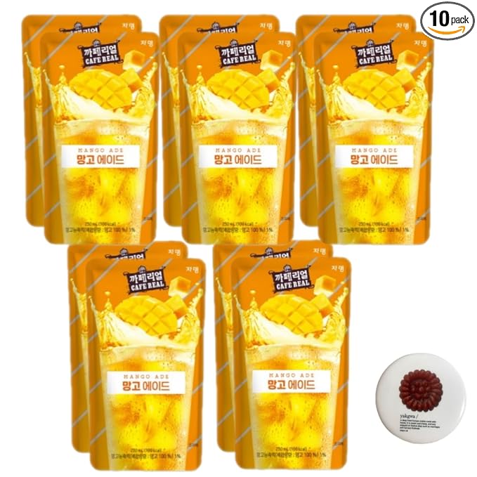 Korean Covenience Store Drink Pouch Sampler Set - 5 PACK 10 PACK (grape strawberry blue lemonade peach ice tea shine muscat) + dalgaru yakgwa mirror (MANGO 10 PACK)