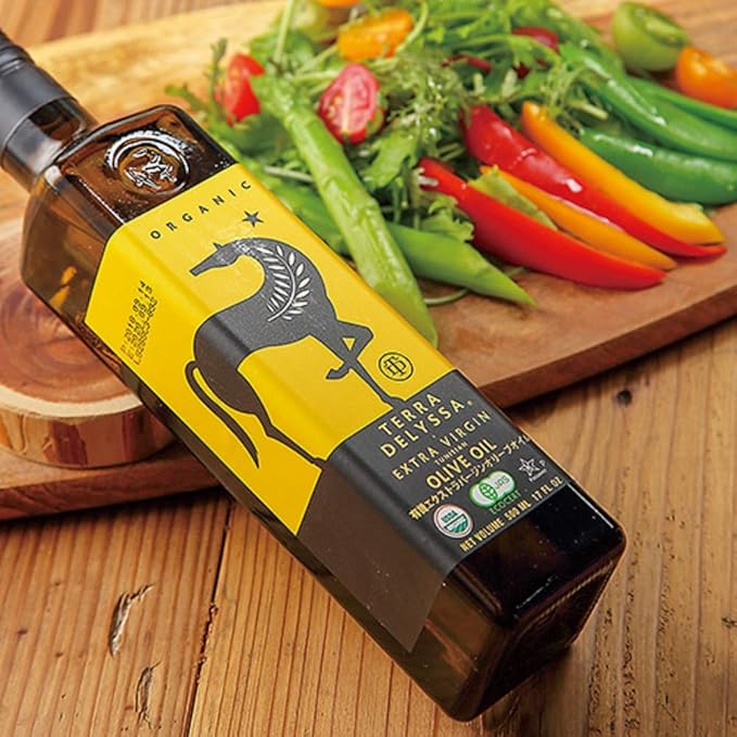 Terra Delyssa First Cold Pressed Organic Extra Virgin Olive Oil Single Sourced 500 ML (17 fl. oz) Dark Glass Bottle - 3 Pack Non-GMO Naturally Rich in Antioxidants and Polyphenols