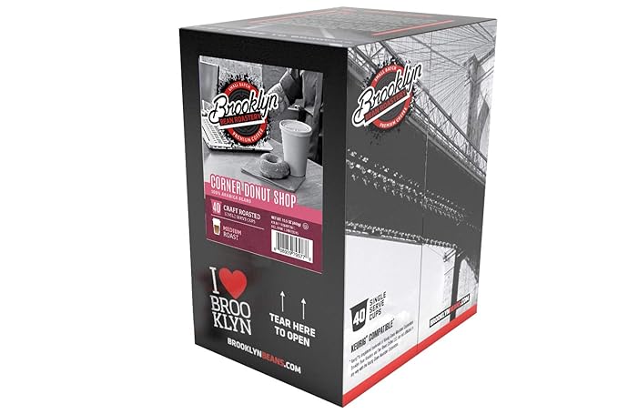 Brooklyn Beans Corner Donut Shop Gourmet Coffee Pods - Compatible with Keurig K Cup Brewers Including 2.0 Machines 40 Count Classic Donut Shop
