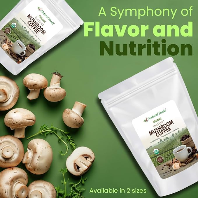 Organic Mushroom Coffee Bulk 5 lb - Instant Superfood Mix of Lion’s Mane + Cordyceps + Chaga + Coffee - Lightly Sweetened With Cashew Milk + Stevia - Vegan Gluten Free