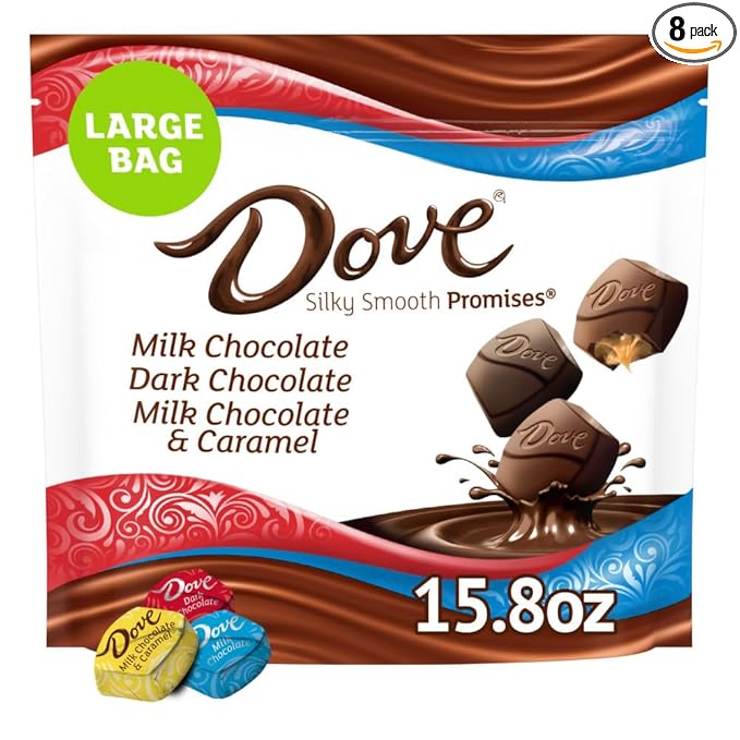 DOVE PROMISES Variety Pack Milk Chocolate &amp Dark Chocolate Candy Assortment Individually Wrapped 15.8 oz Bag (Pack of 8)