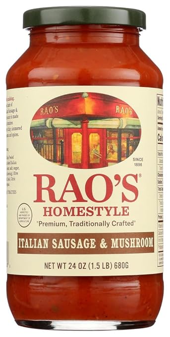 Rao's Homemade All Natural Italian Sausage &amp Mushroom Sauce 24 oz (12 Pack)