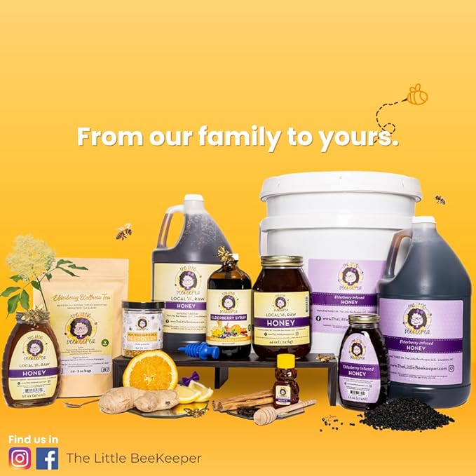 The Little Beekeeper Wildflower Honey | 60lbs |100% Raw &amp Unfiltered | Local North Carolina Honey | Natural Sweetener | 5 Gallon Container