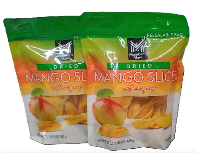 Member's Dried Mangos All Natural Premium Quality No Artificial Colors Gluten Free (Resealable Bag) (24 Ounce) (2 Packs)