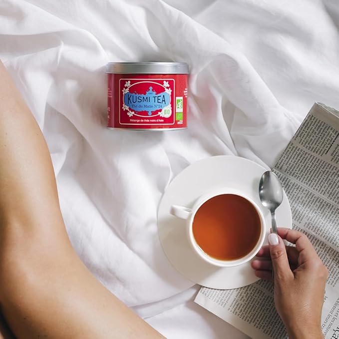 Kusmi Tea - Russian Morning No.24 - Organic Black Tea - Blend of Asian Black Teas - Grand Yunnan Ceylon &amp Assam - Smooth Flavourful Caffeinated Tea - Loose Leaf Tea - Tin Box of 3.5 oz