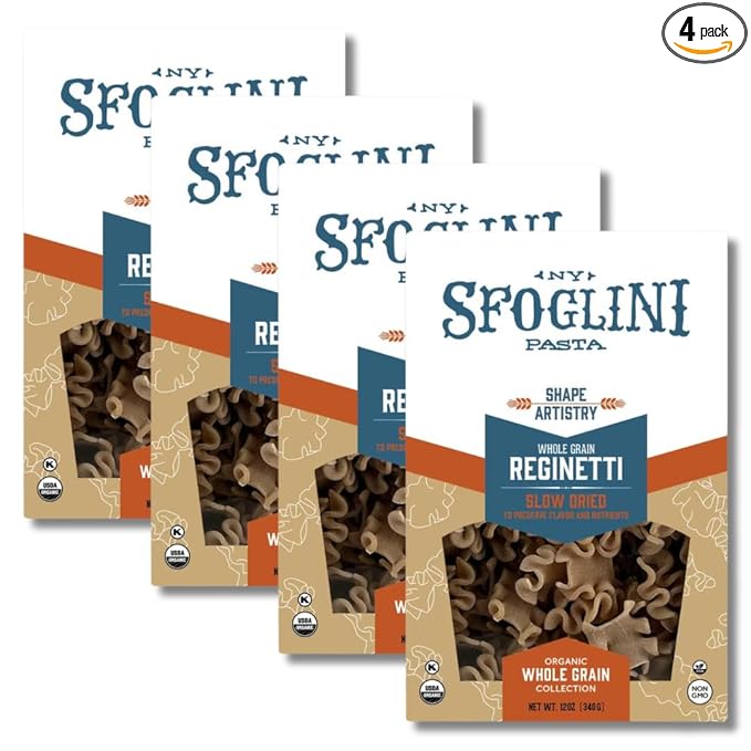 Sfoglini Organic Whole Grain Pasta Reginetti (4-Pack 12oz Each)