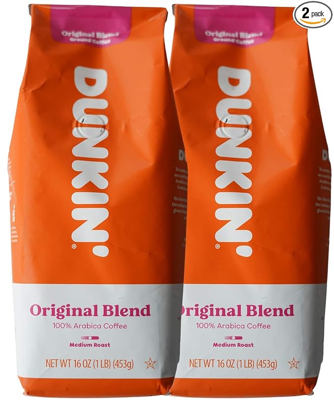 Dunkin' Donuts Ground Coffee 1 LB. Bag Multi Pack (Orriginal Two Pack)