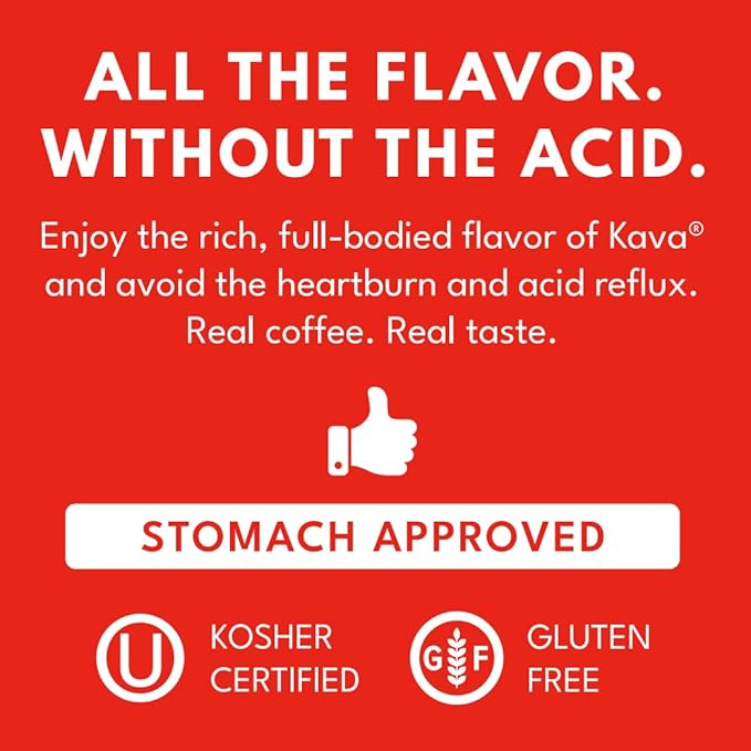 Kava Low Acid Instant Coffee Gift Set 4 Ounce Glass Jar &amp 20 Single Serve Stick Packets for On-The-Go &amp Travel