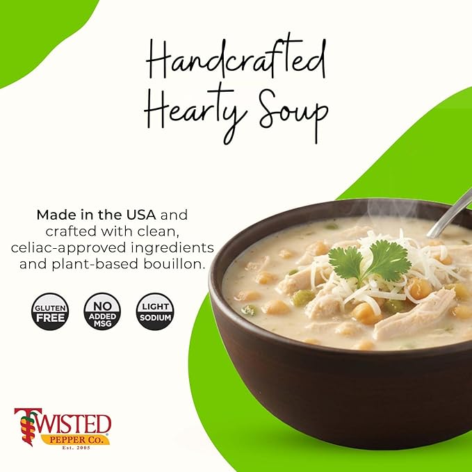 Twisted Pepper Co. White Chicken Chili Dry Soup Mix – Handcrafted Homestyle Soup – Hearty Creamy &amp Flavorful Comfort Meal Ready in 30 Minutes Serves 10 Add Green Chilies White Beans &amp Chi