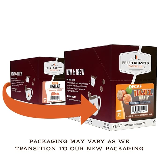 Fresh Roasted Coffee Decaf Hazelnut Flavored Coffee Pods 72 Count