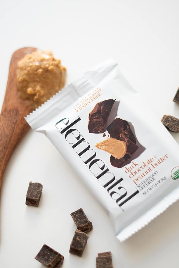 Elemental Superfood Seedbar Dark Chocolate + Peanut Butter 1.8 Ounce - 12 Pack 100% Certified Organic Non-GMO Verified Gluten Free Dairy Free Plant Based