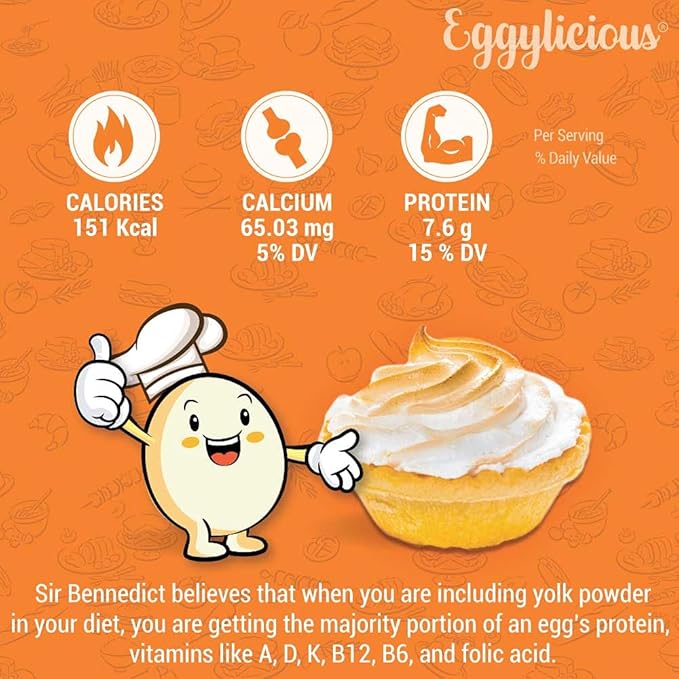 Eggylicious - PACK of 2 - Egg Yolk Powder Dried Natural Protein Powder Made from Fresh Eggs PasteurizedSmoothies Non-GMO No Additives Used for Baking1lbs(16oz)