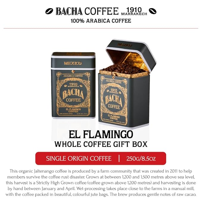 Bacha Coffee | El Flamingo Single Origin Whole Beans Medium Roast 100% Arabica Specialty Coffee 250g Signature Nomad Collection Gift Box