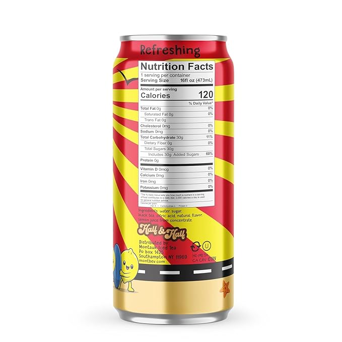 Montauk Premium Iced Tea Ready-to-Drink Tea 16 fl oz Cans (Pack of 12 Half &amp Half)
