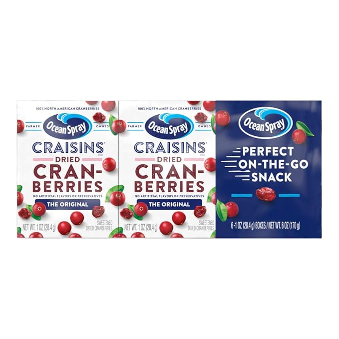 Ocean Spray Craisins Dried Cranberries Original Brick Pack 1 Ounce (Pack of 12)