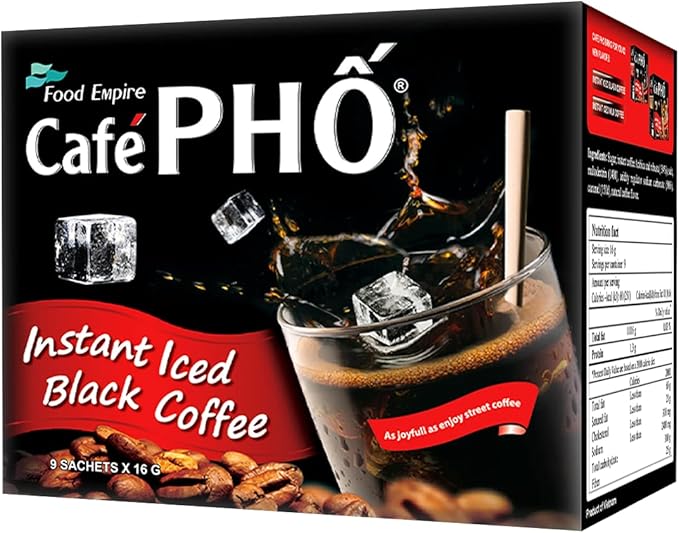Cafe Pho Vietnamese Instant Coffee Mix Iced Black Coffee Cafe Den Da Single Serve Coffee Packets Box of 9 Sachets Pack of 3