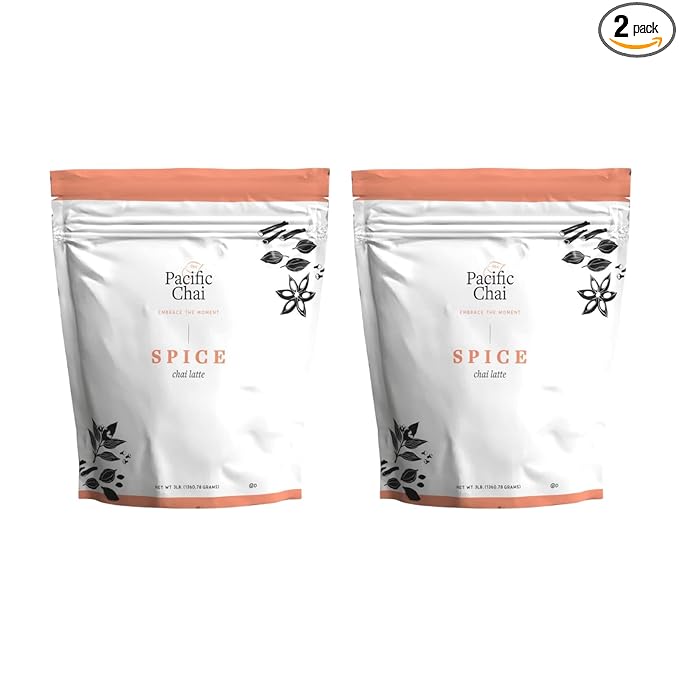Pacific Chai Spiced Chai Latte Mix Instant Chai Tea Latte Drink Mix Gluten Free Kosher Certified Powder Beverage Café Style Chai Latte 3 LB (Pack of 2)