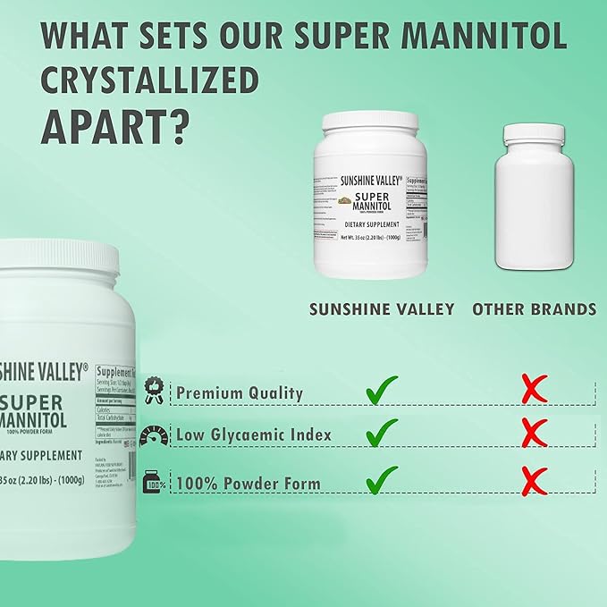 Sunshine Valley® Mannitol Powder – Sugar-Free Sweetener – Sugar Substitute for Coffee Tea &amp Recipes 35 oz