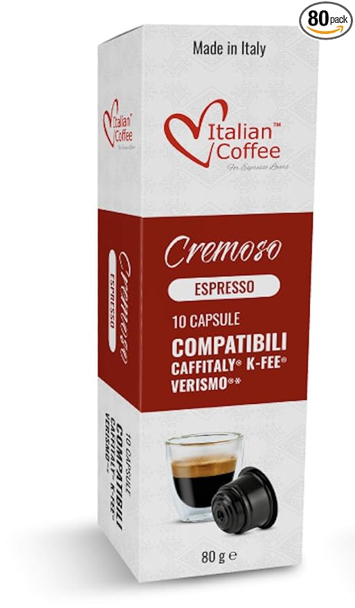 ITALIAN COFFEE FOR ESPRESSO LOVERS Italian Coffee capsules compatible with Verismo CBTL Caffitaly K-fee systems (80 pods CREMOSO blend)