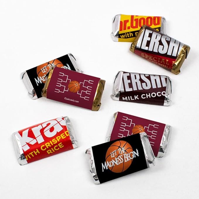 100ct Basketball Party Favors Wrappers for Miniatures Let the Madness Begin (100 Count) - Maroon - Candy not Included