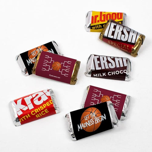 100ct Basketball Party Favors Wrappers for Miniatures Let the Madness Begin (100 Count) - Maroon - Candy not Included