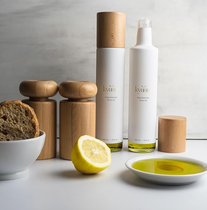 kyoord High-Phenolic Extra Virgin Olive Oil - Unfiltered Cold-Pressed Early Harvest - Peppery Robust Green Notes - Packed with Polyphenols Oleocanthal Antioxidants 500ml