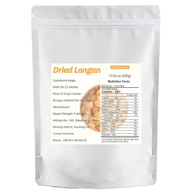 Dried Longan 17.63oz Dried fruit Meat Loose Longyan Dry No Sugars Used in teas Snacks Dessert Edible Cooking