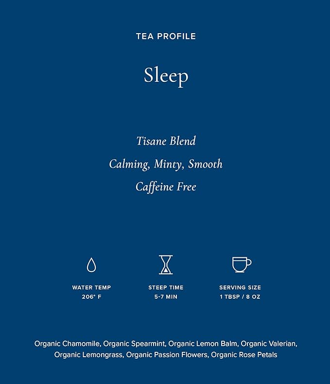 Art of Tea | Organic Sleep 1oz (Chamomile Tea Spearmint Valerian) | Wellness Loose Leaf Artisan Tea | Bedtime and relaxation tea