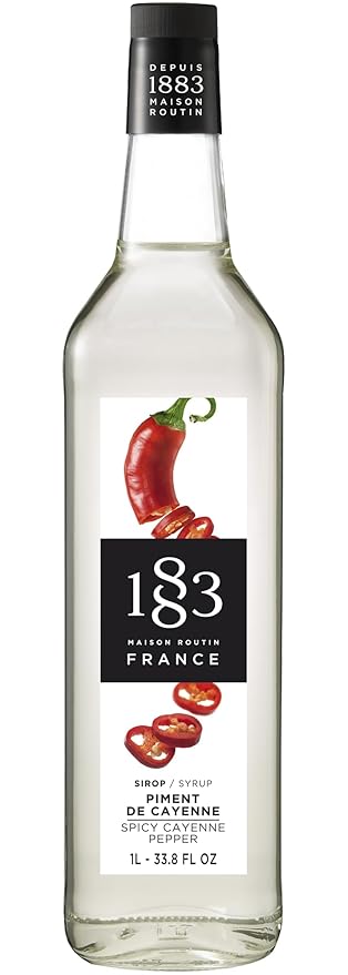 1883 Spicy Cayenne Pepper Syrup for Drinks Made in France 1 Liter Glass Bottle