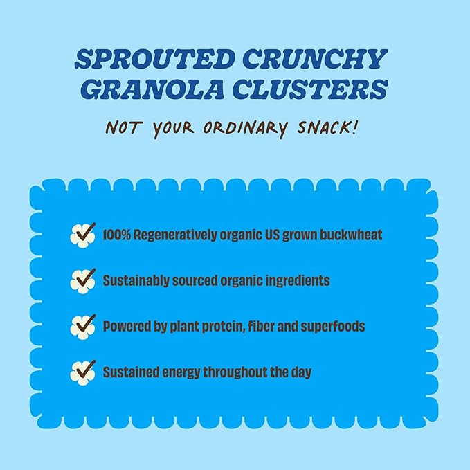 Clusterbucks Superfood Clusters – Grain-Free Keto-Friendly Granola with Regeneratively Grown Sprouted Buckwheat– Gluten-Free Low-Carb Organic Healthy Snack (6 Ounce (Pack of 3) Blueberry Crisp)