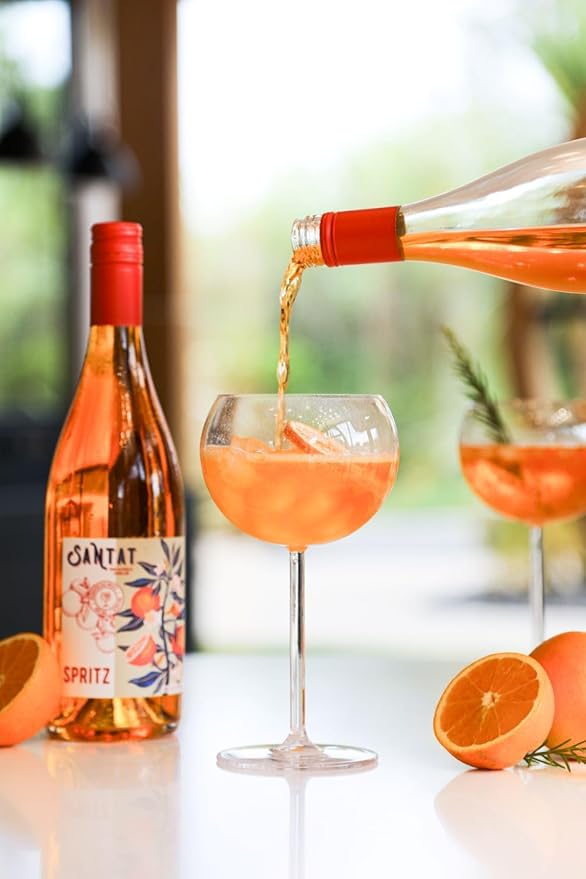 Santat Spritz | Sparkling Orange Bitter Apéritif Inspired by The Mediterranean | 0% ABV Non-Alcoholic Ready to Drink | 750ml | Imported from France (Pack of 6 152.4 Fl Oz)