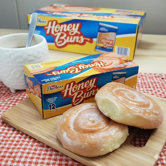 Honey Buns – 3oz Individually Wrapped Pastries (12 Count Box) | Sweet Glazed Snack Cakes | Soft Moist &amp Delicious Breakfast Treats or On-the-Go Snack.