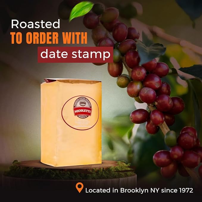 Nicoletti Coffee Espresso (100% Arabica M22 Roast) 2lb Organic Whole Beans