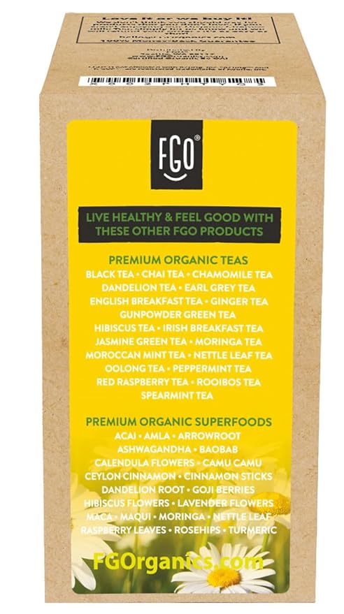 FGO Organic Chamomile Tea K-Cup Pods for Keurig 24 Count (Pack of 1) Naturally Caffeine-Free Herbal Tea USDA Organic Non-GMO &amp Recyclable