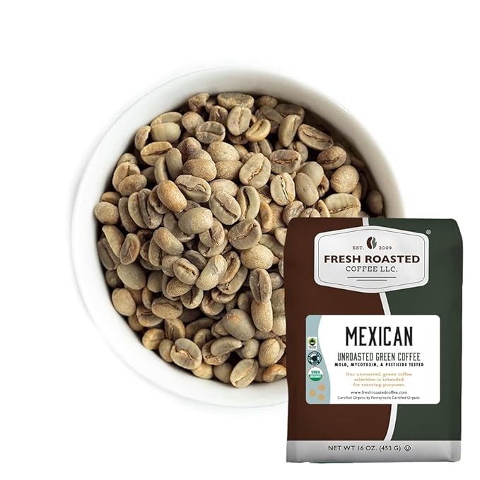 Fresh Roasted Coffee Unroasted Organic Explorer Home Roasting Starter Kit | USDA Organic Kosher | 4 one-pound bags