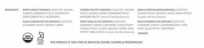 Teabloom Organic Black Forest Pyramid Tea Presentation Box 12 Assorted Black Tea Blends USDA Certified Organic Whole-Leaf Pyramid Tea Sachets