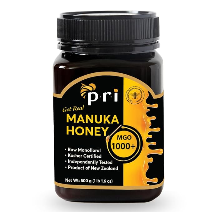 P.R.I Manuka Honey MGO 1000+ Ultra‑Potent Monofloral New Zealand Honey Rare Limited‑Harvest Cool‑Processed &amp QR‑Traceable (500g/1.1lb)