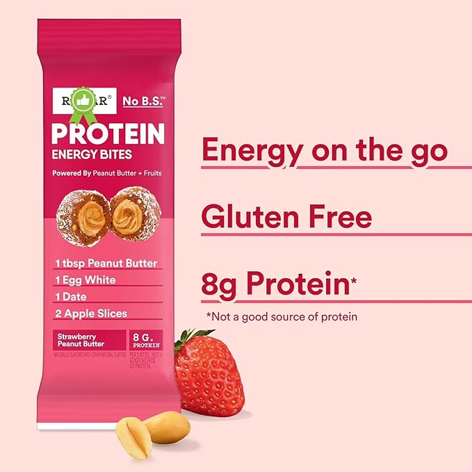 Protein Bites Strawberry Peanut Butter Gluten-Free Snack Cups 12g Protein 14 Count (Pack of 1)