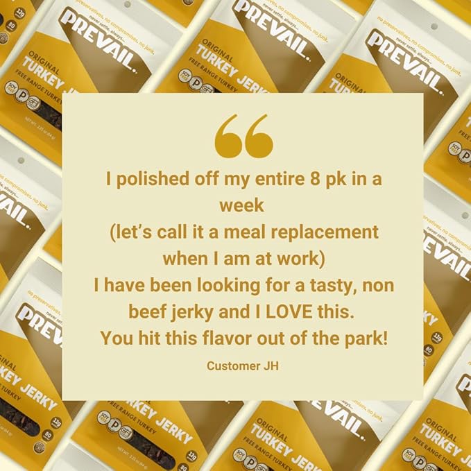 PREVAIL Beef &amp Turkey Jerky Variety Pack - Low Sodium and Gluten-free! I Original Beef Spicy Umami Lemongrass &amp Original Turkey - Pack of (5) bags I Our Gourmet Jerky is Paleo Certified So