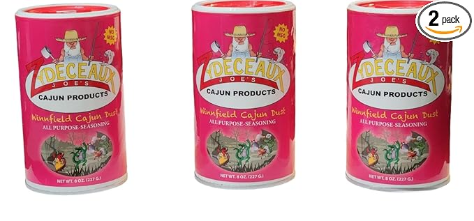 Louisiana Cajun Seasonings Cajun dust  All purpose seasoning Seafood seasoning Certified Louisiana Cajun Spice ‘’ Mildly spicy  (8 OZ CANISTERS PACK OF 2)