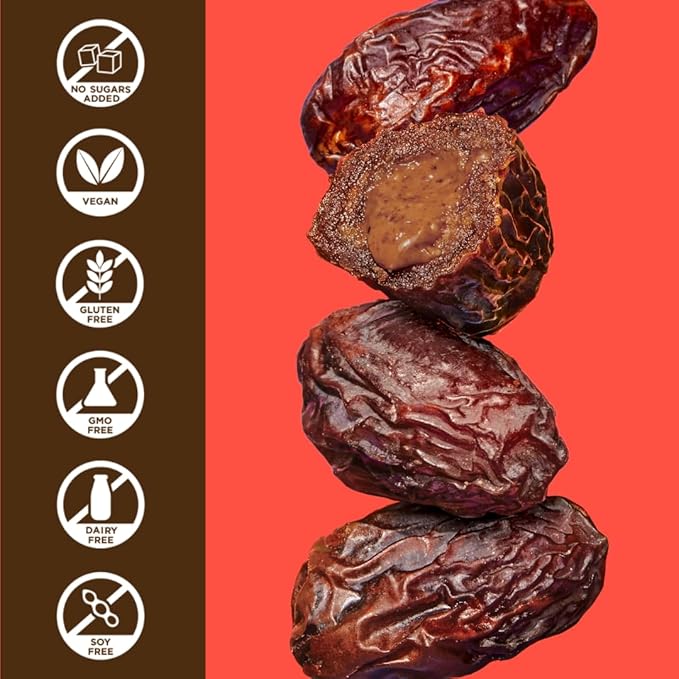 Realsy Pitted &amp Stuffed Medjool Dates Organic Dates with No Sugar Added Gluten-Free Vegan Good Source of Fiber Low Glycemic Index All Natural Healthy Snack (Chocolate Peanut Butter 5 pack)