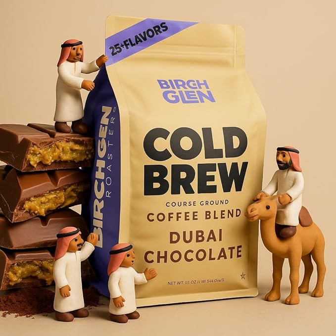 Birch Glen Roasters Cold Brew Coffee | Dubai Chocolate | Flavored Coarse Ground Coffee | Artisanal Roasting | 100% Arabica |1 LB